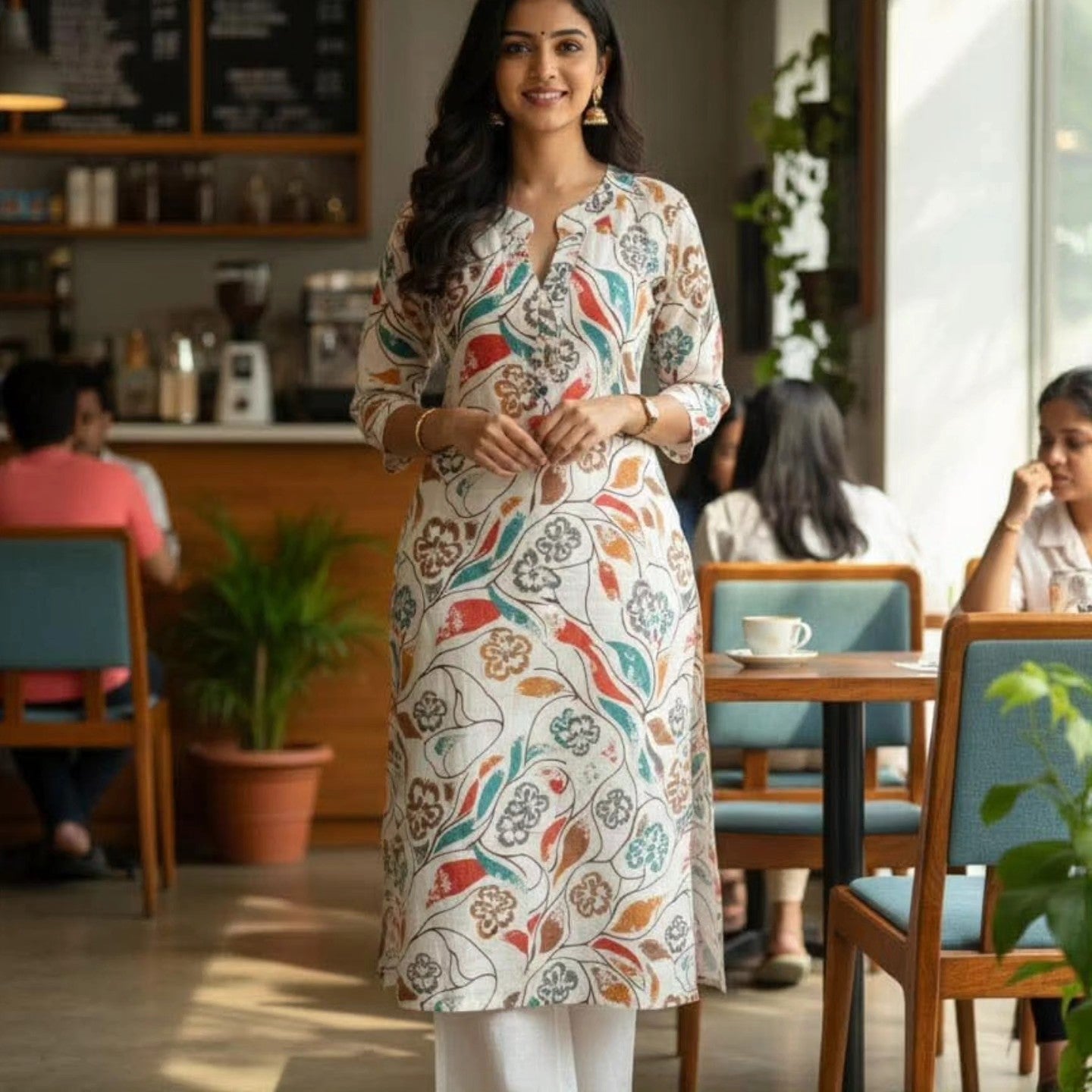 Cotton Silk Foil Print Kurtis U