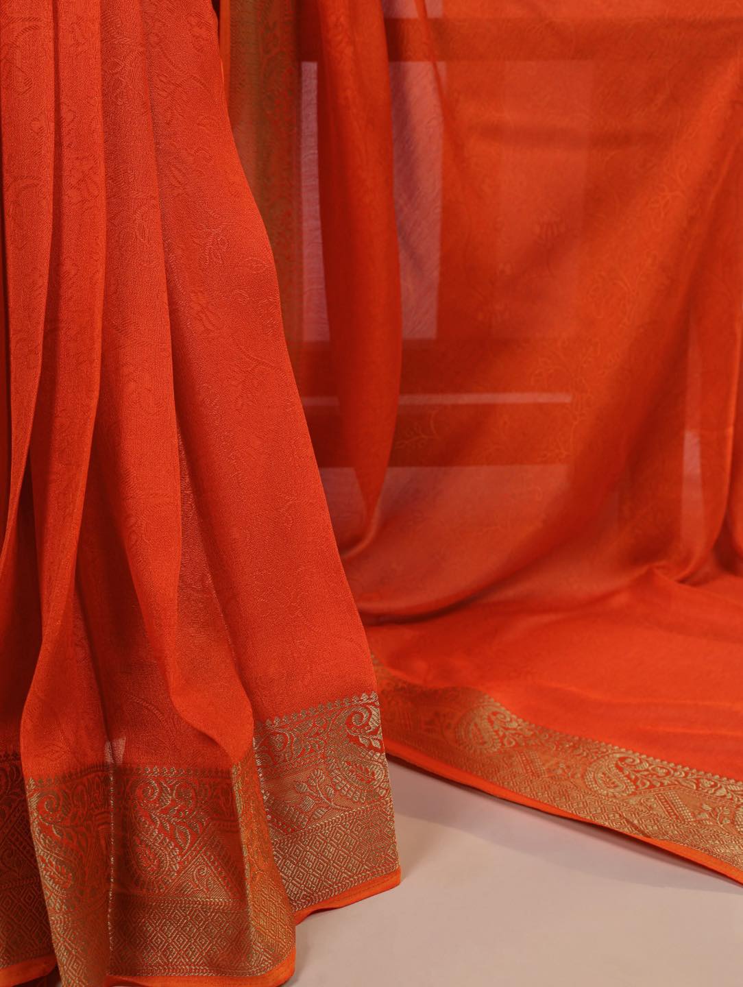 Mash Mellow Silk Plain Sarees with Jacquard Weaving Border orange