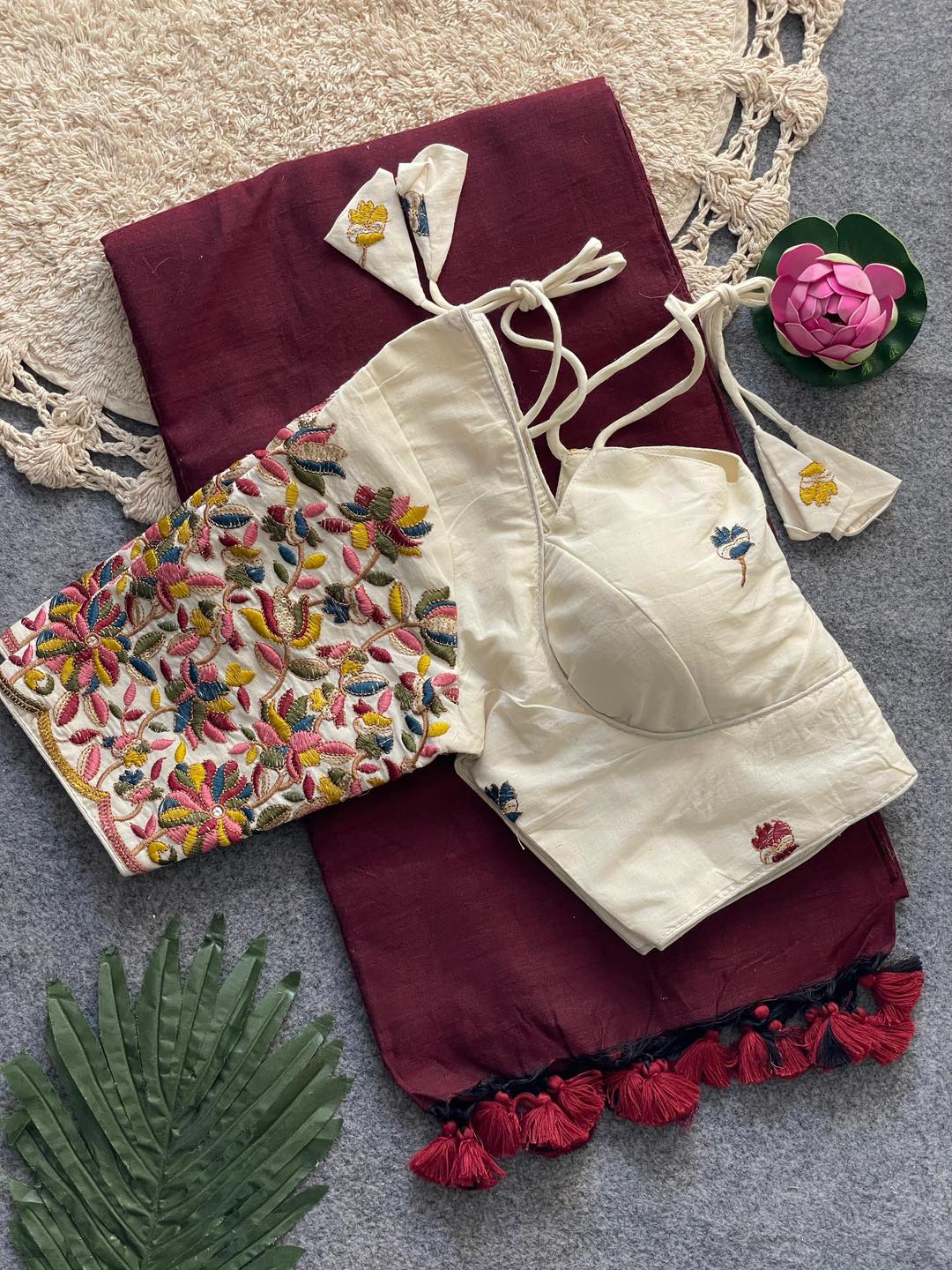 Khadi Cotton Plain Saree @ 99 AED -A9