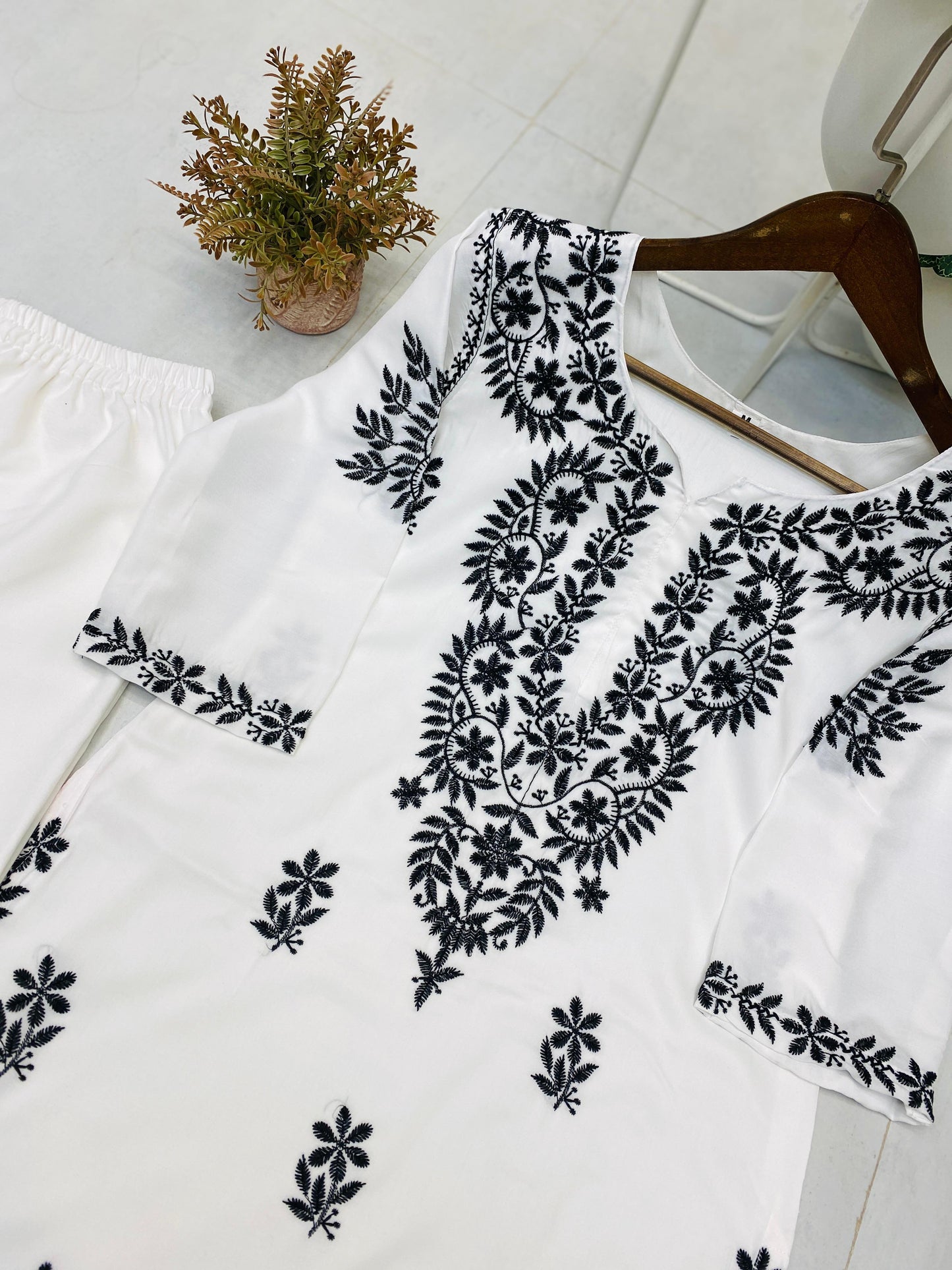 BE-376 – Designer & Daily Wear Kurta Plazzo Set - White