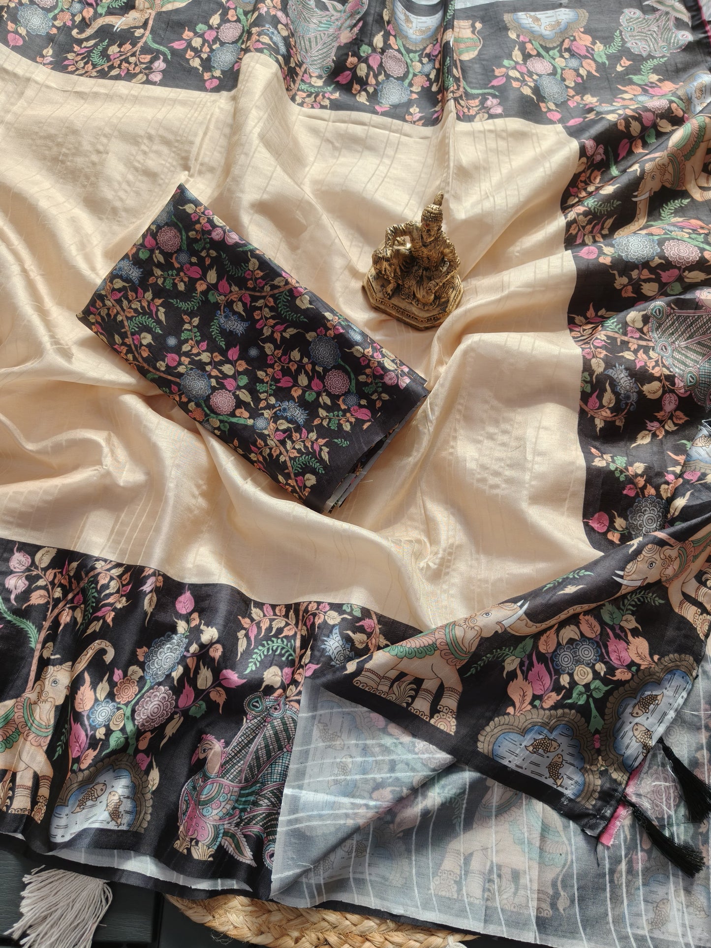 Laxmi Hathi Tussar Silk Saree with Elephant Print