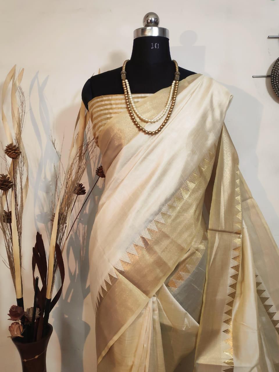 Semi Raw Silk Sarees – Temple Border Elegance, Ready in UAE