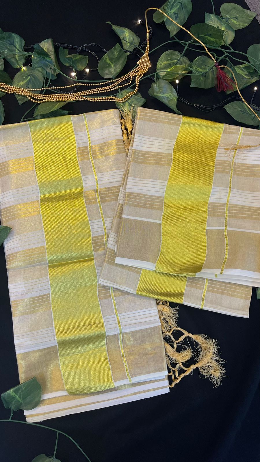Golden Zari Stripes Golden Tissue Silk Sarees
