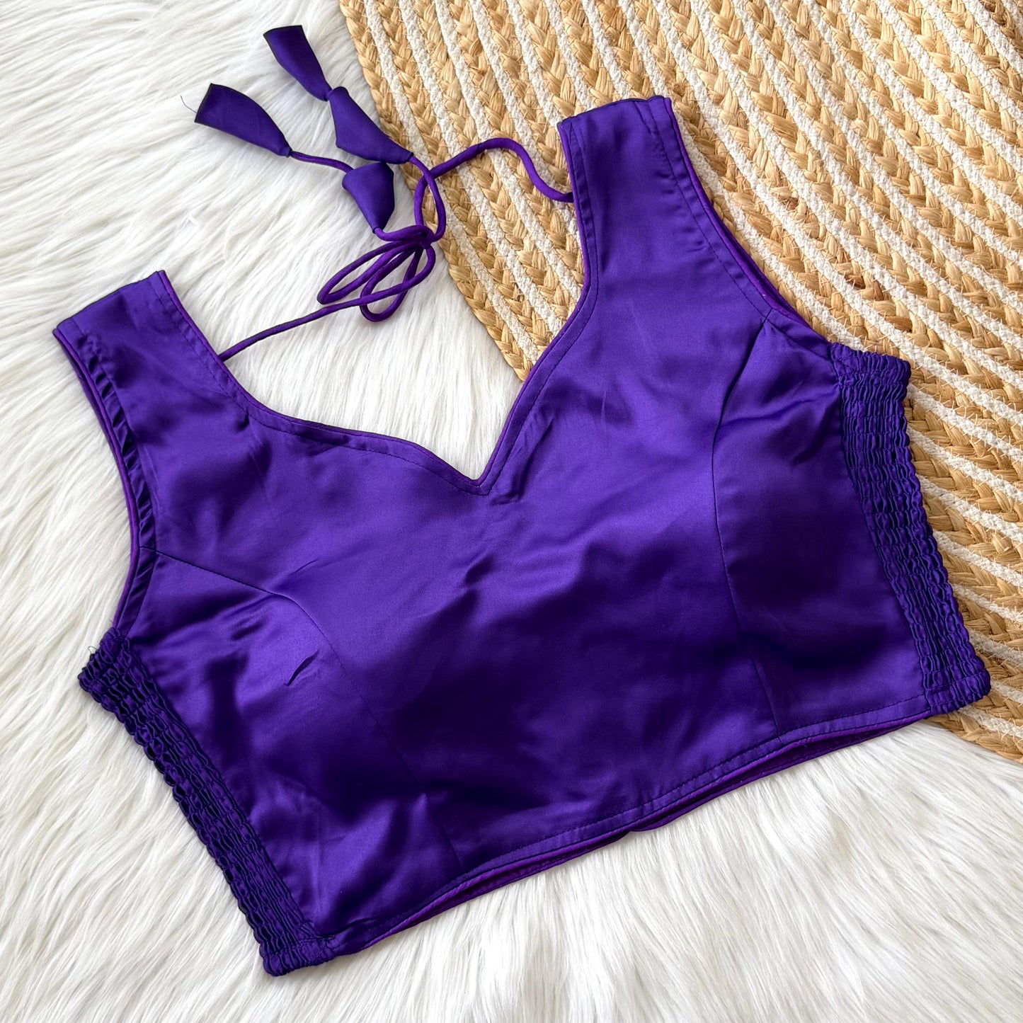 Soft Maslin Silk Side Elastic Stretchable Blouse - Regular Size