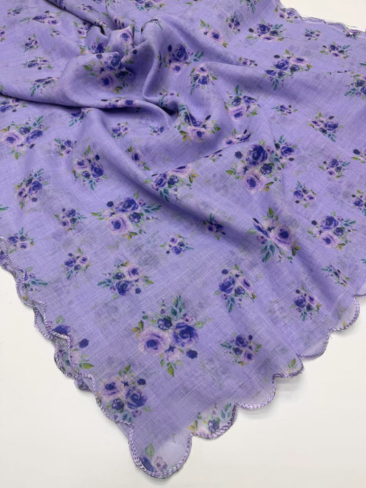 Linen Slub Cotton Floral Sarees – 65 AED