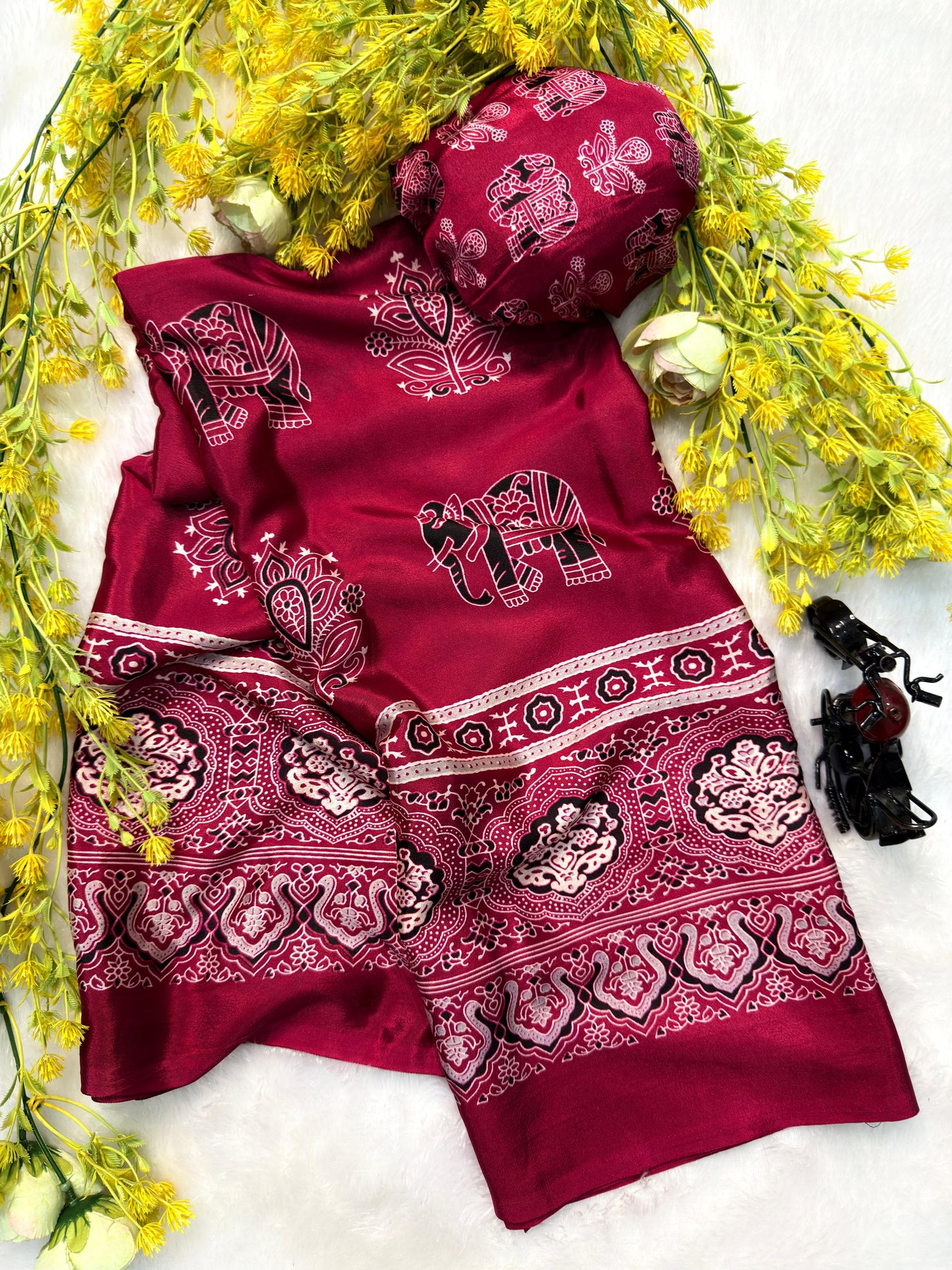 Ajrakh Crepe Silk Saree – 59 AED