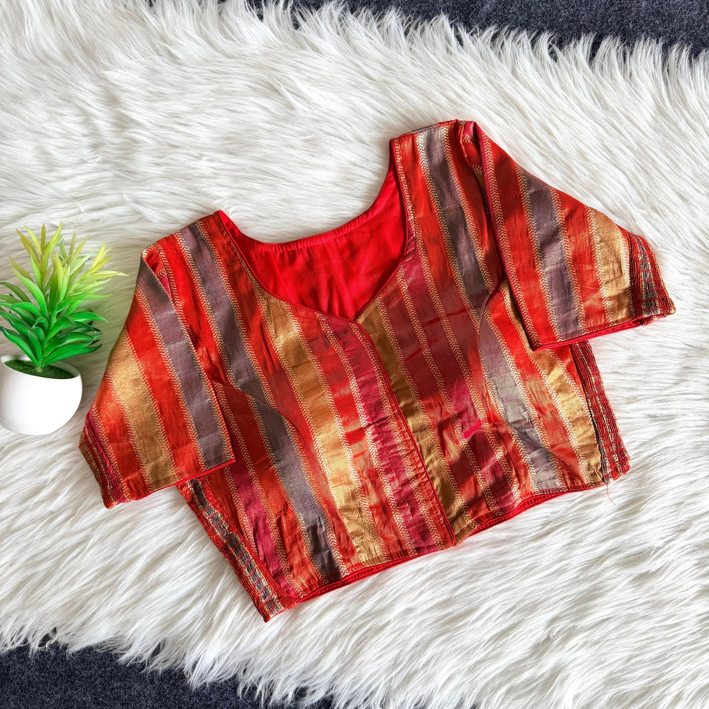 Side Elastic Stretchable Banarasi Silk Blouse – 55 AED