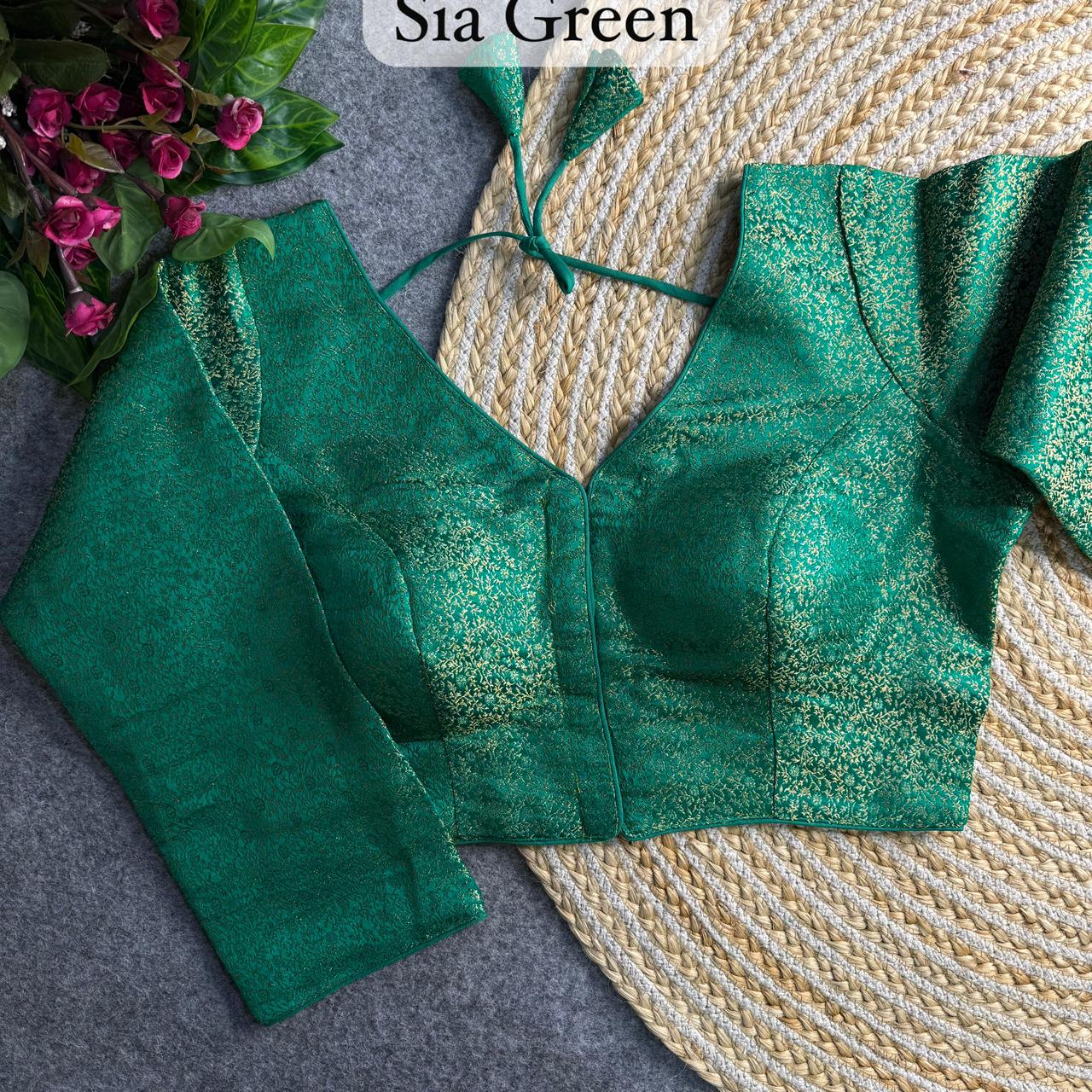 Banarasi Brocade Silk Readymade Long Sleeve Blouse – 50 AED