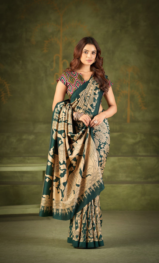 Soft Semi Tussar Silk Kalamkari Saree – 79 AED