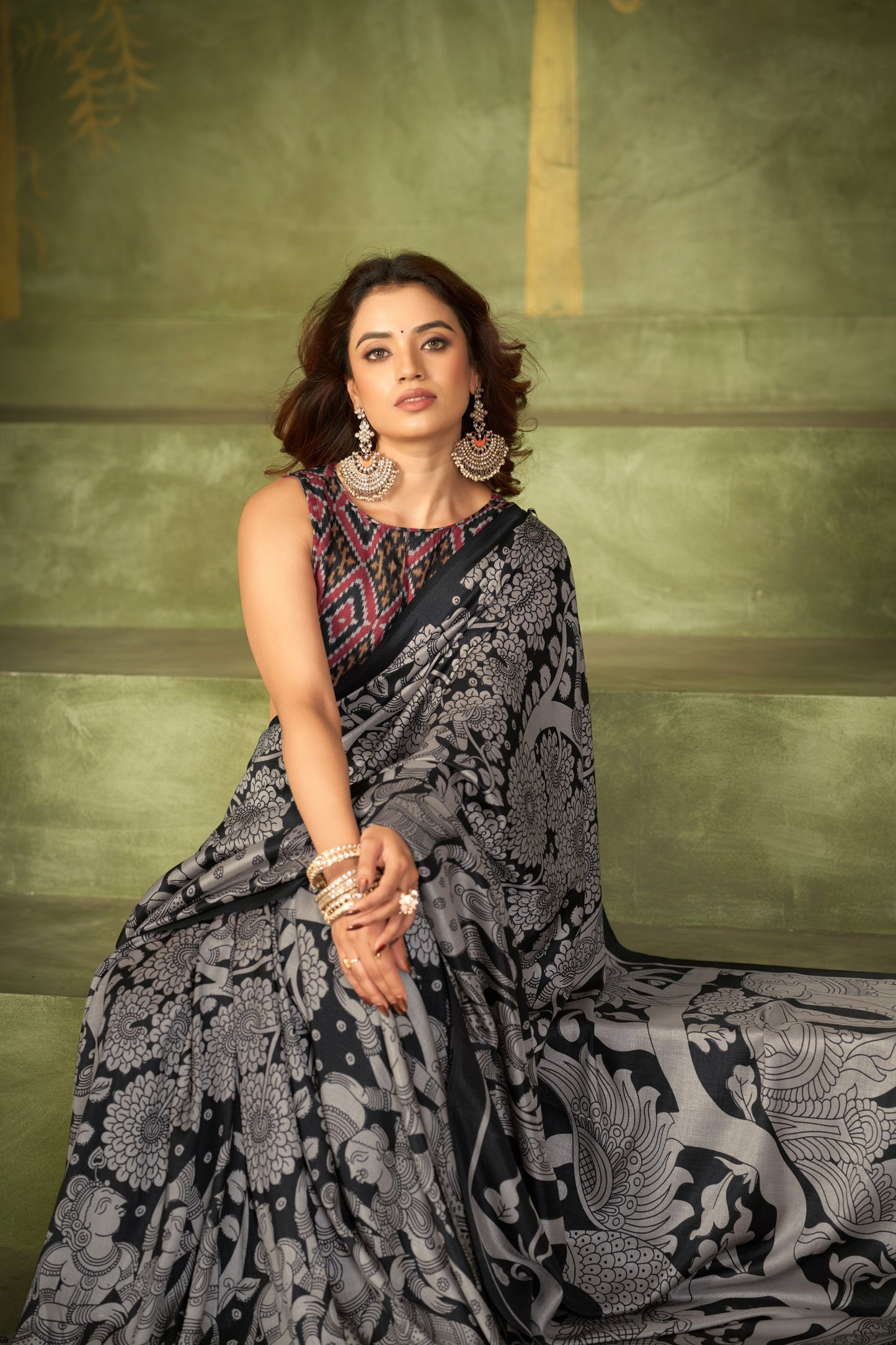 Soft Semi Tussar Silk Kalamkari Saree – 79 AED