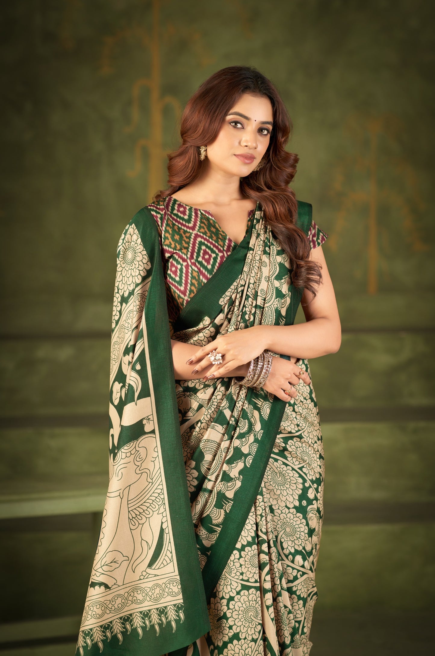Soft Semi Tussar Silk Kalamkari Saree – 79 AED
