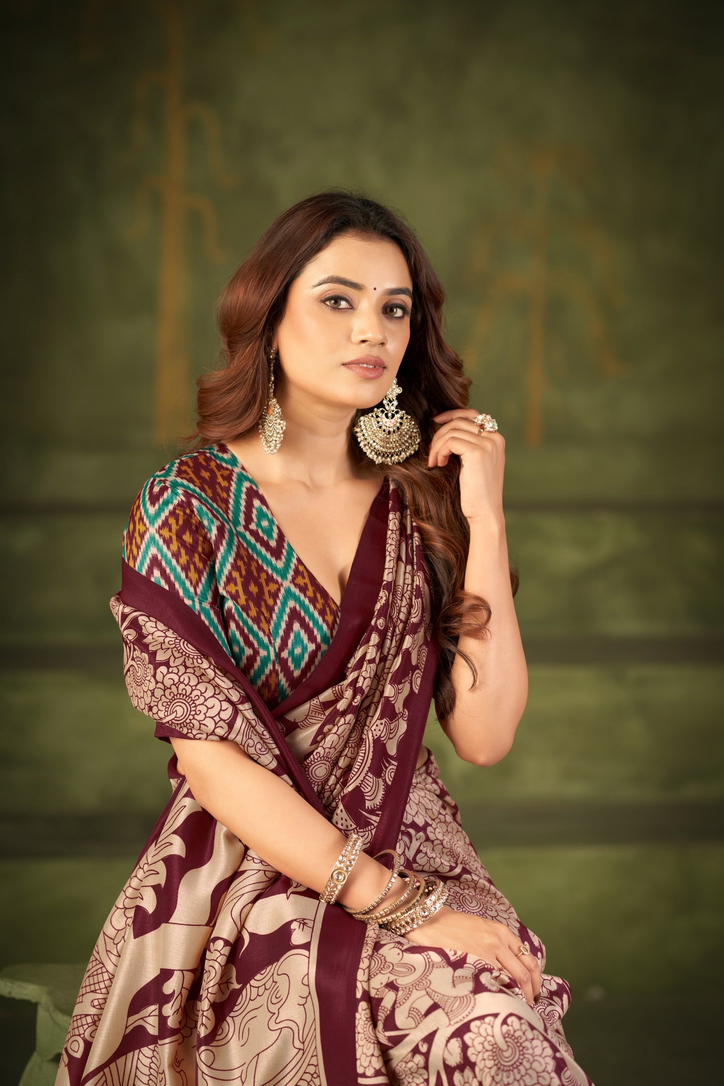 Soft Semi Tussar Silk Kalamkari Saree – 79 AED