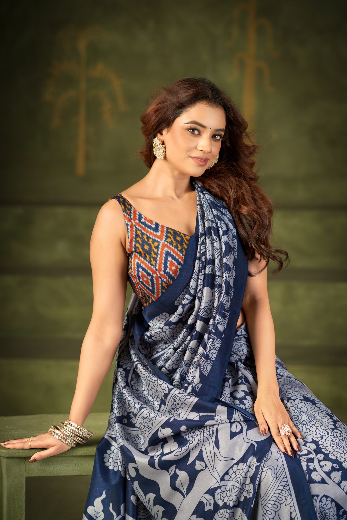 Soft Semi Tussar Silk Kalamkari Saree – 79 AED