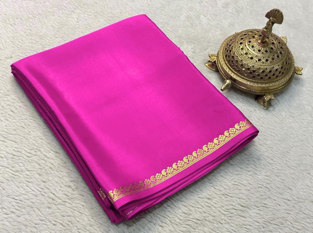 Soft Viscose Crepe Silk Saree with Golden Borders – 59 AED