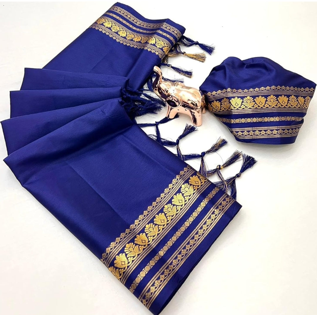Soft Viscose Crepe Silk Saree with Double Golden Borders – 65 AED