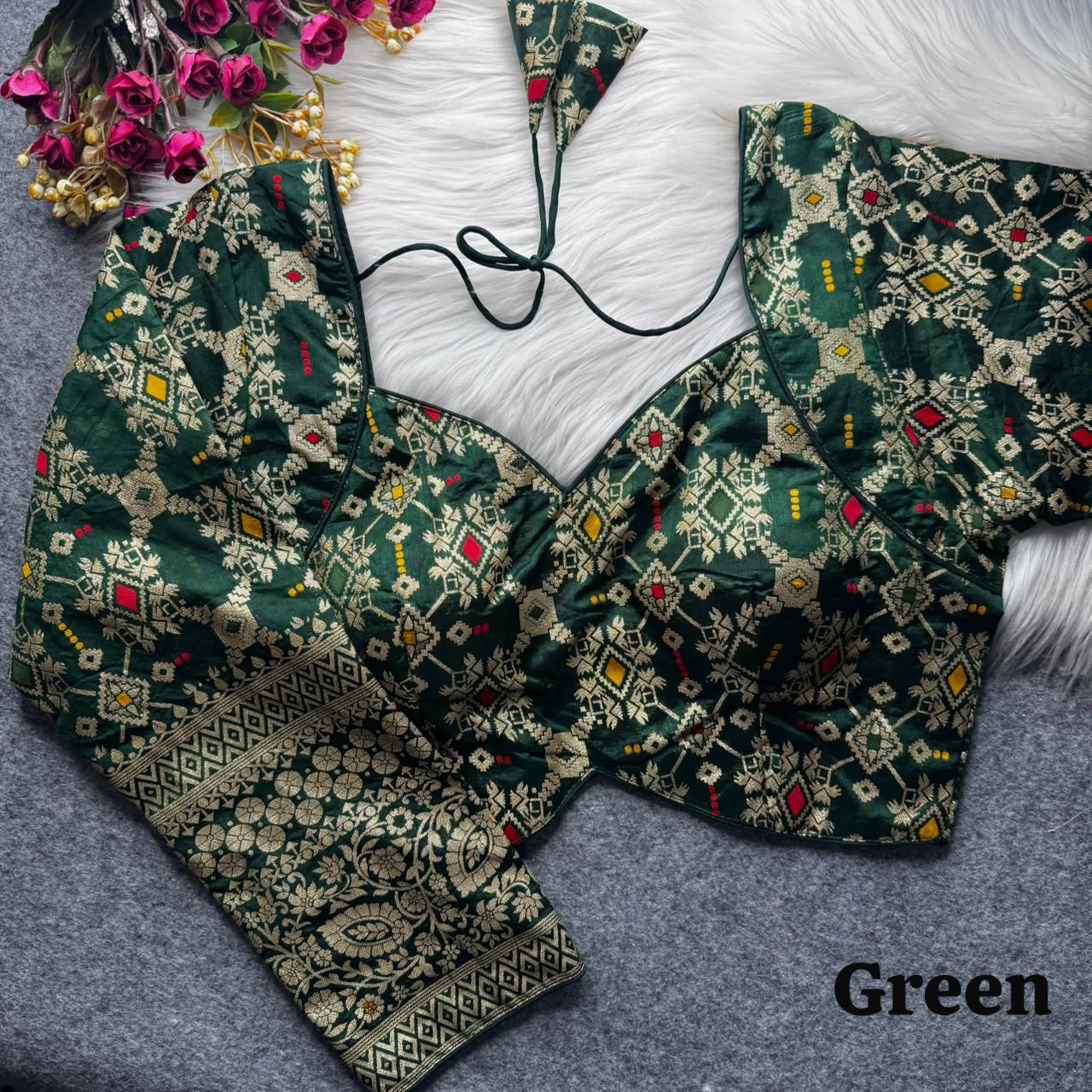 Meenakari Brocade Silk Readymade Long Sleeve Blouse – 50 AED