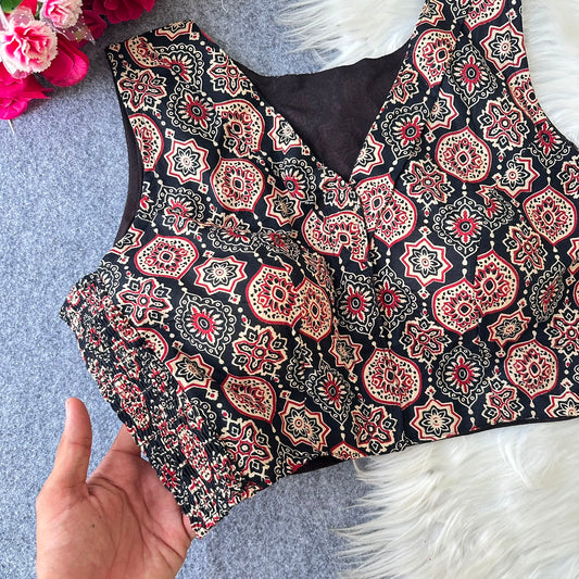 Ajrakh Readymade Side Elastic Stretchable Sleeveless Blouse – 50 AED