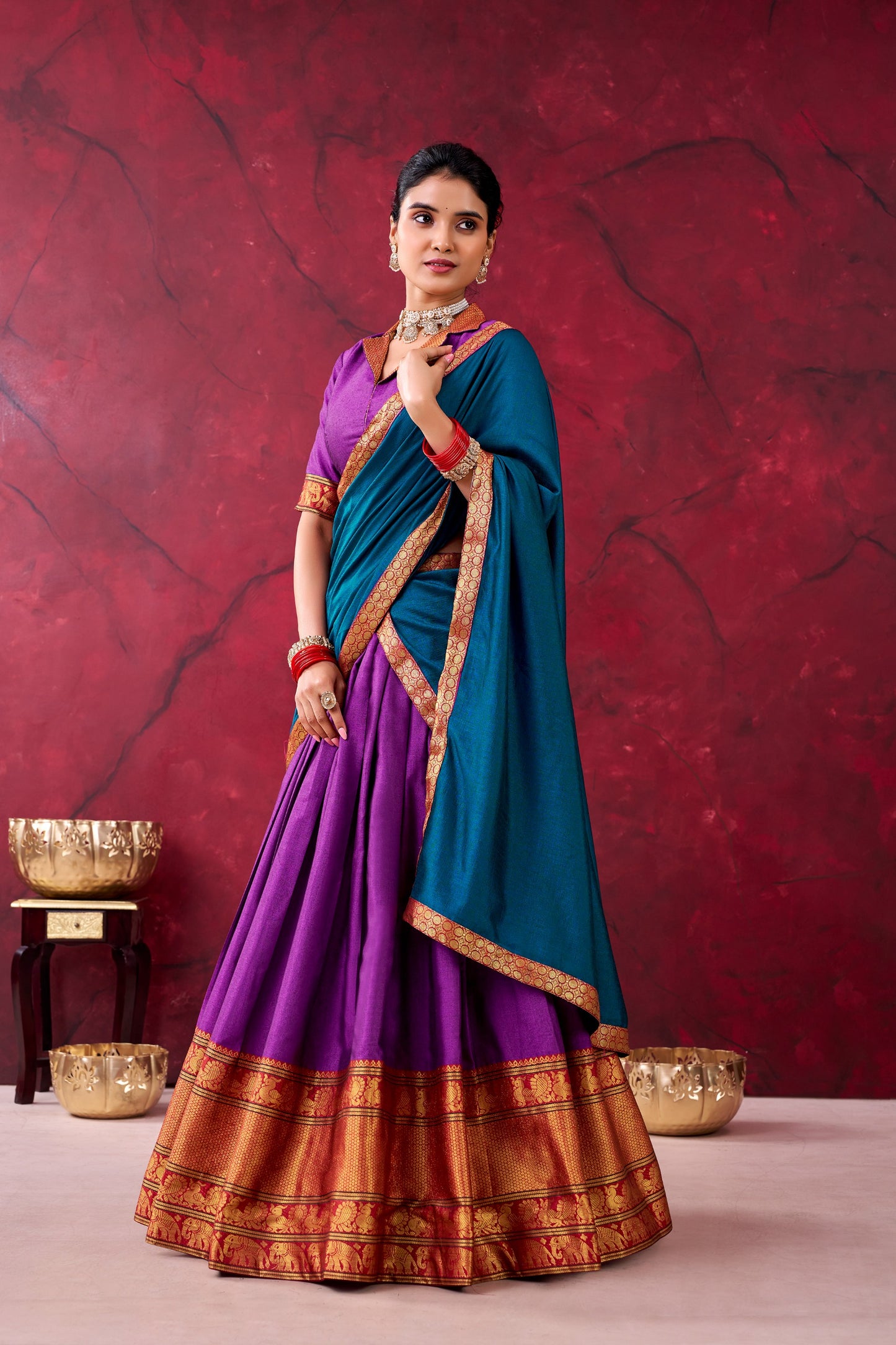 Narayanpet Cotton Silk Readymade Dhavani / Half Saree Collection – 99 AED
