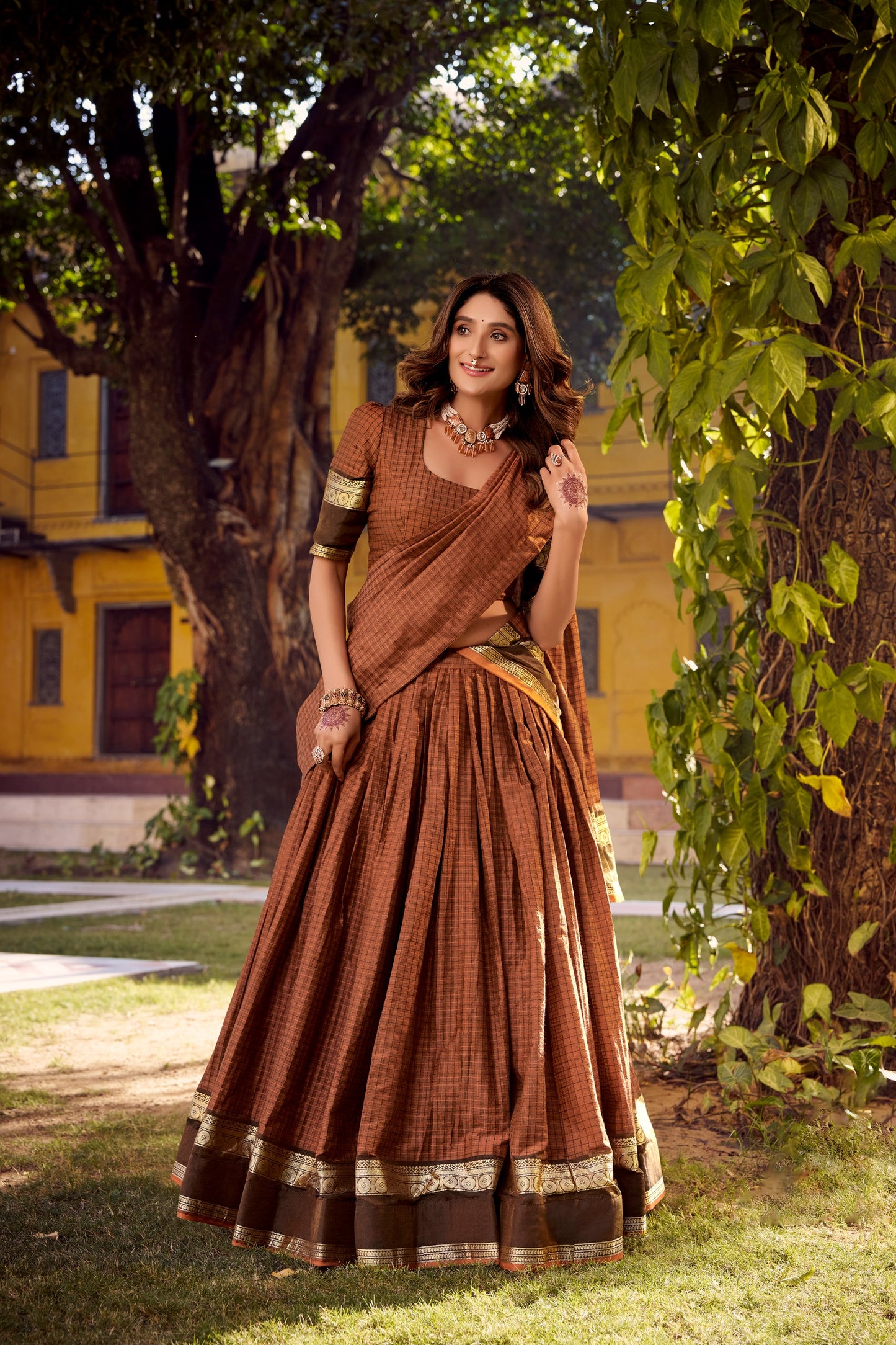 Chettinad Cotton Readymade Dhavani / Half Saree Collection – 129 AED