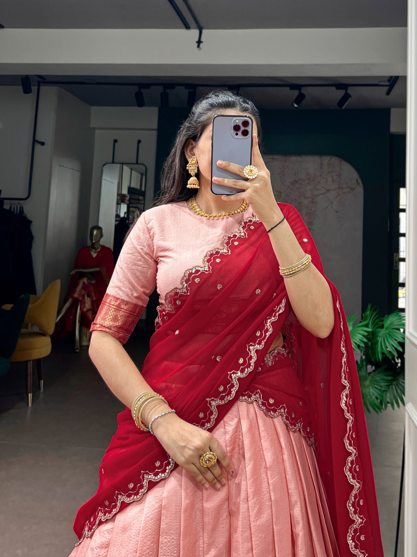 Cotton Silk Readymade Dhavani / Half Saree Collection – 99 AED