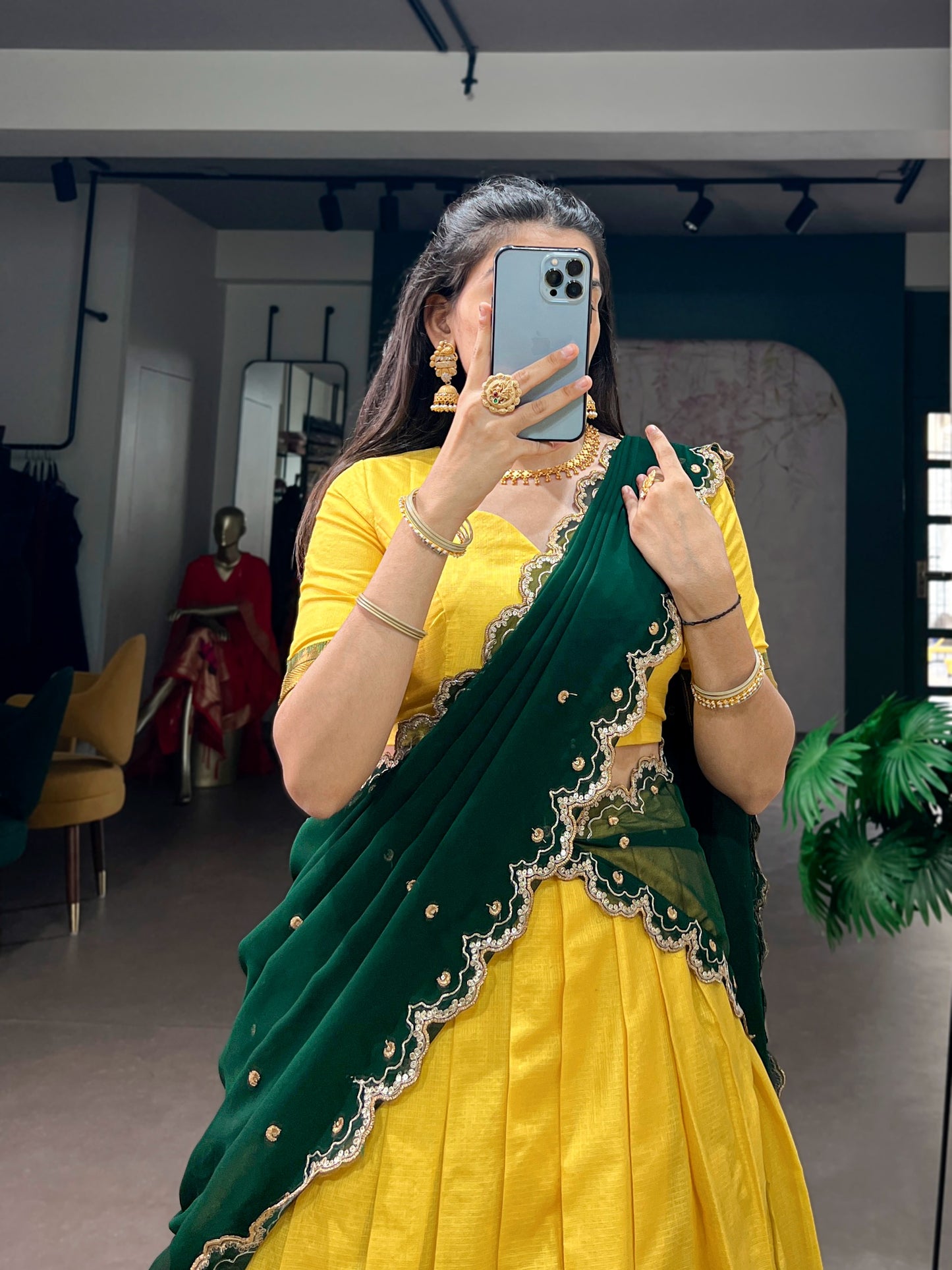 Cotton Silk Readymade Dhavani / Half Saree Collection – 99 AED