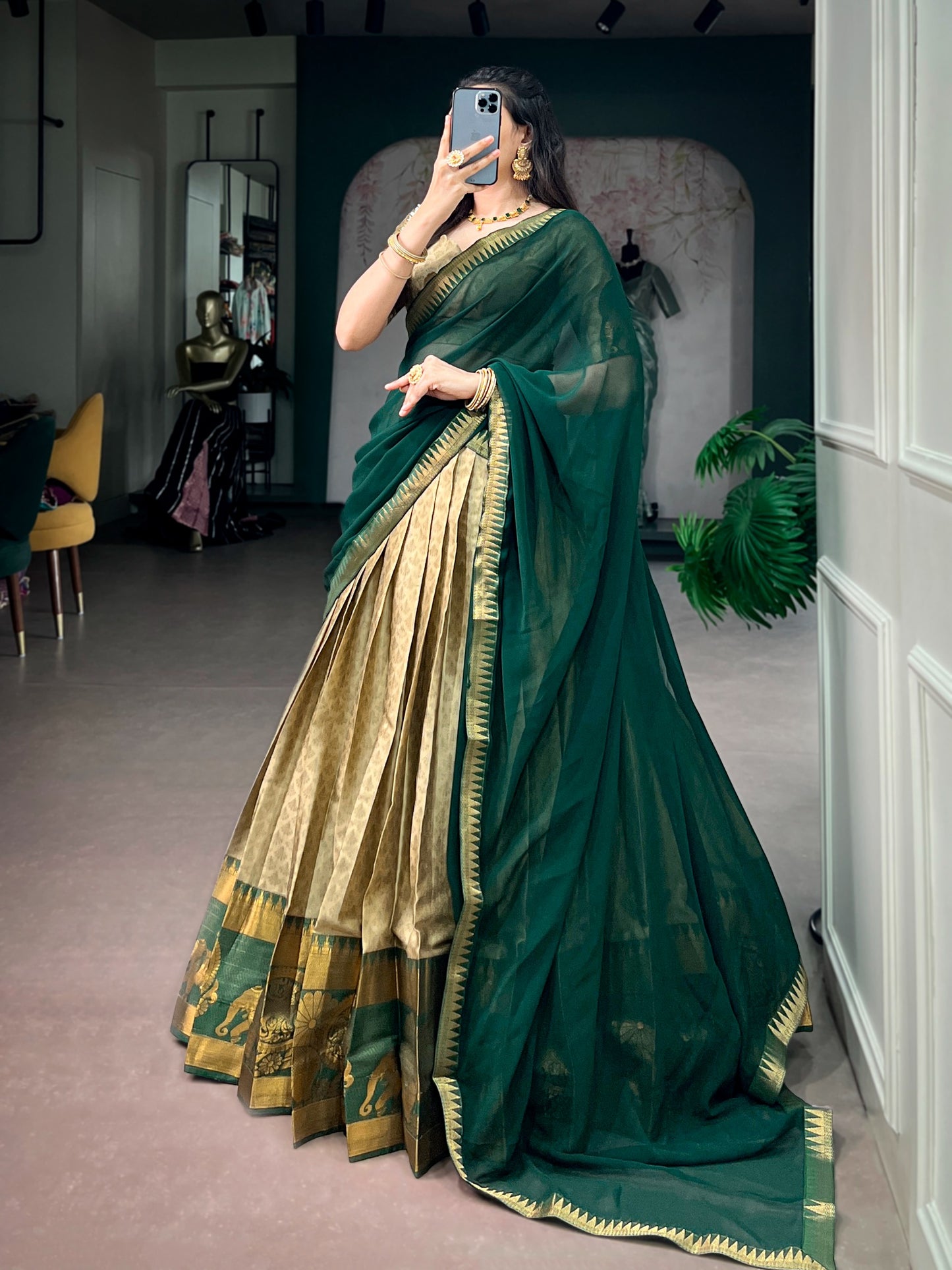 Cotton Silk Readymade Dhavani / Half Saree Collection – 110 AED