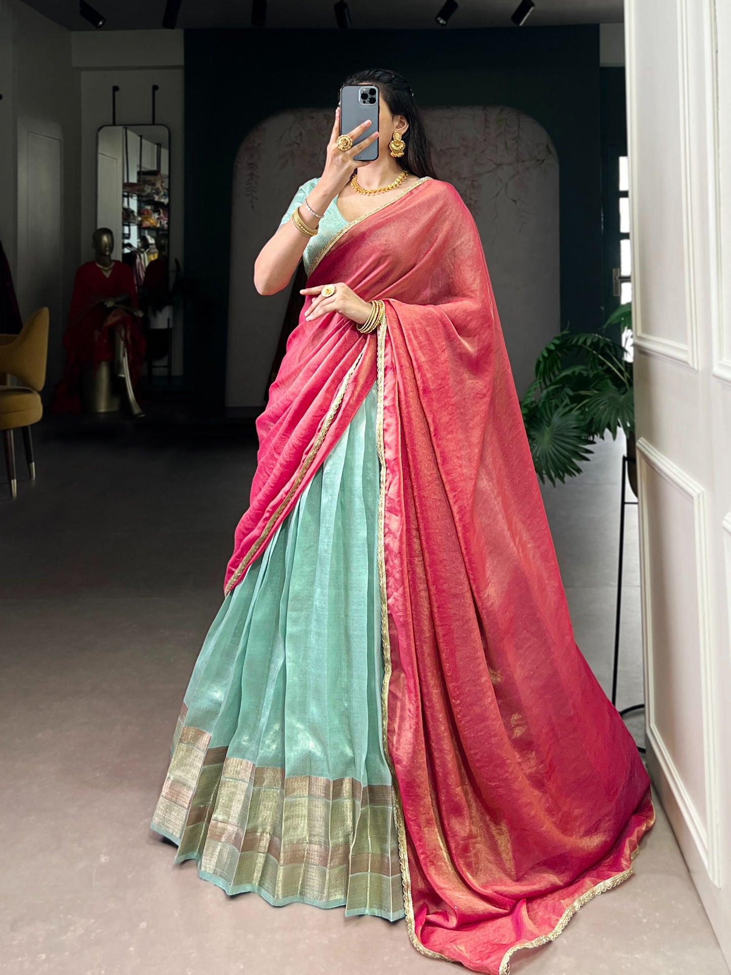 Duphion Silk Readymade Dhavani / Half Saree Collection – 115 AED