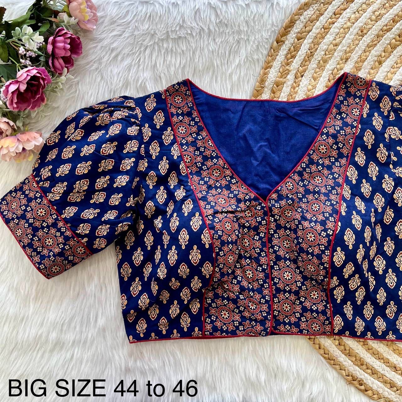 Readymade Ajrakh Cotton Plus Size Blouse – 50 AED