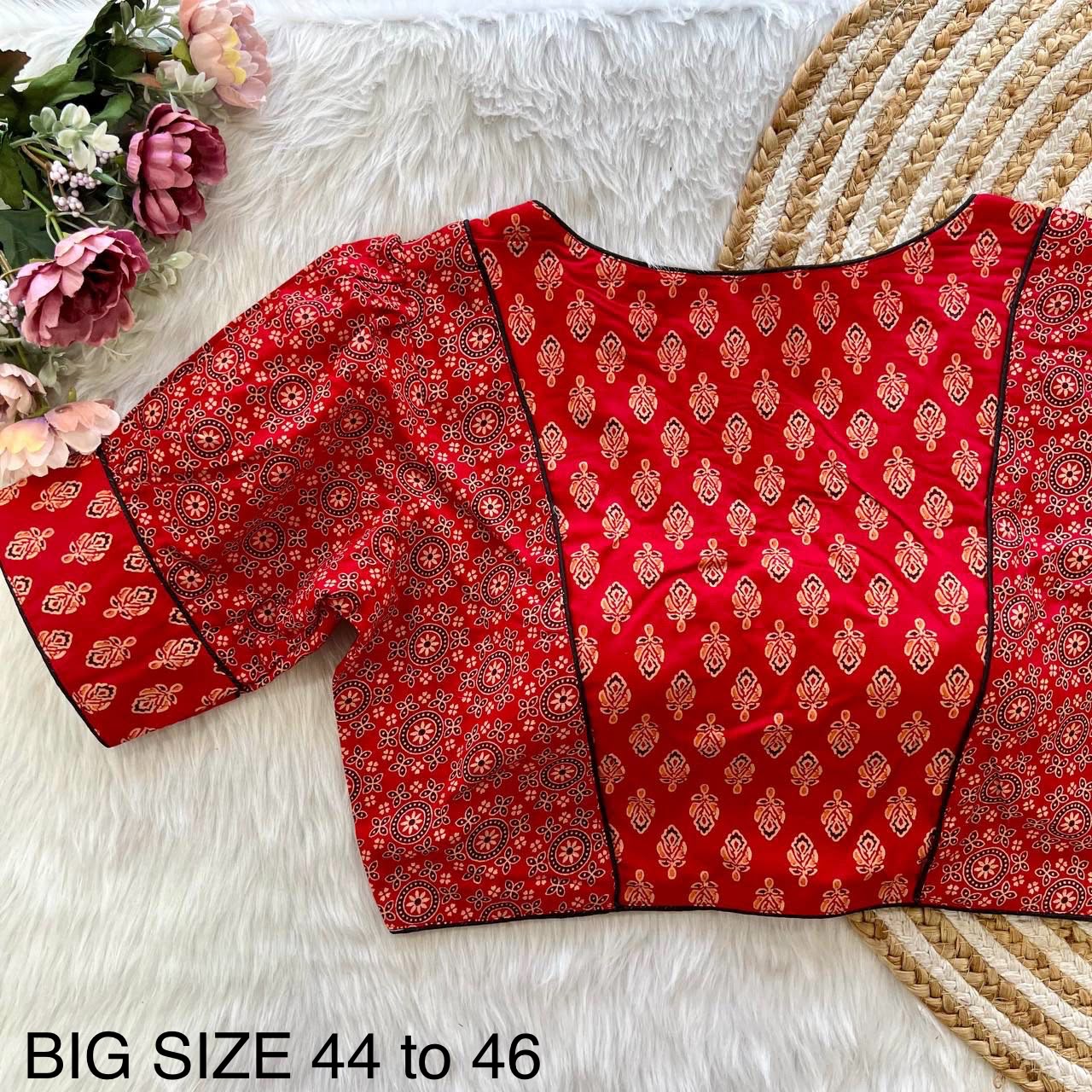 Readymade Ajrakh Cotton Plus Size Blouse – 50 AED