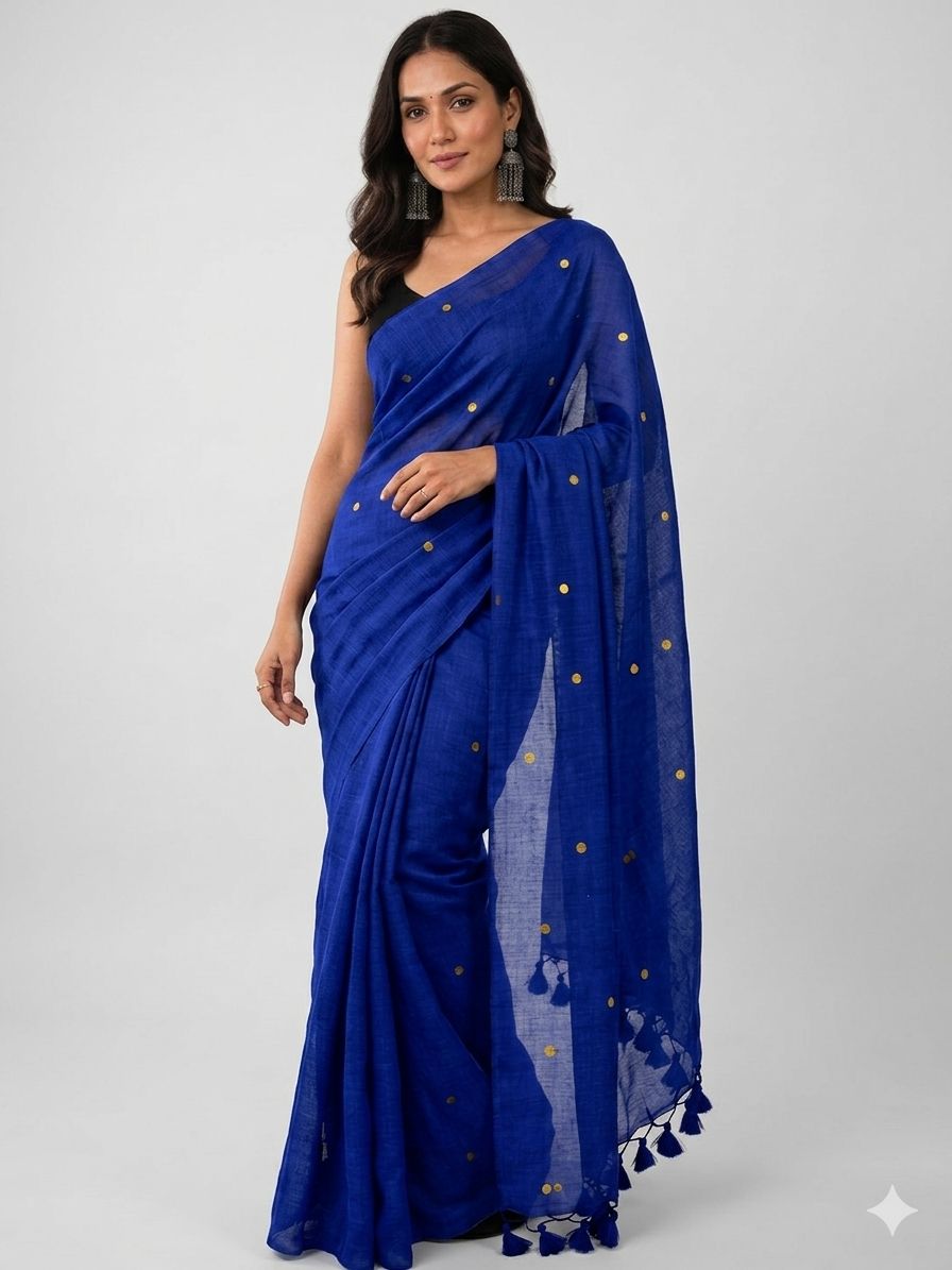 Khadi Cotton Saree with Gini Sequence Work – 65 AED