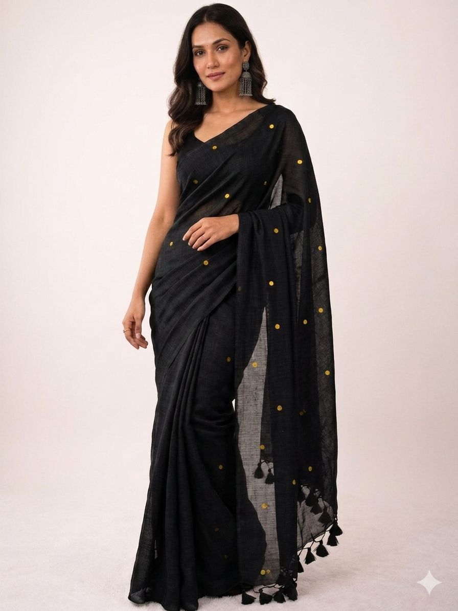 Khadi Cotton Saree with Gini Sequence Work – 65 AED