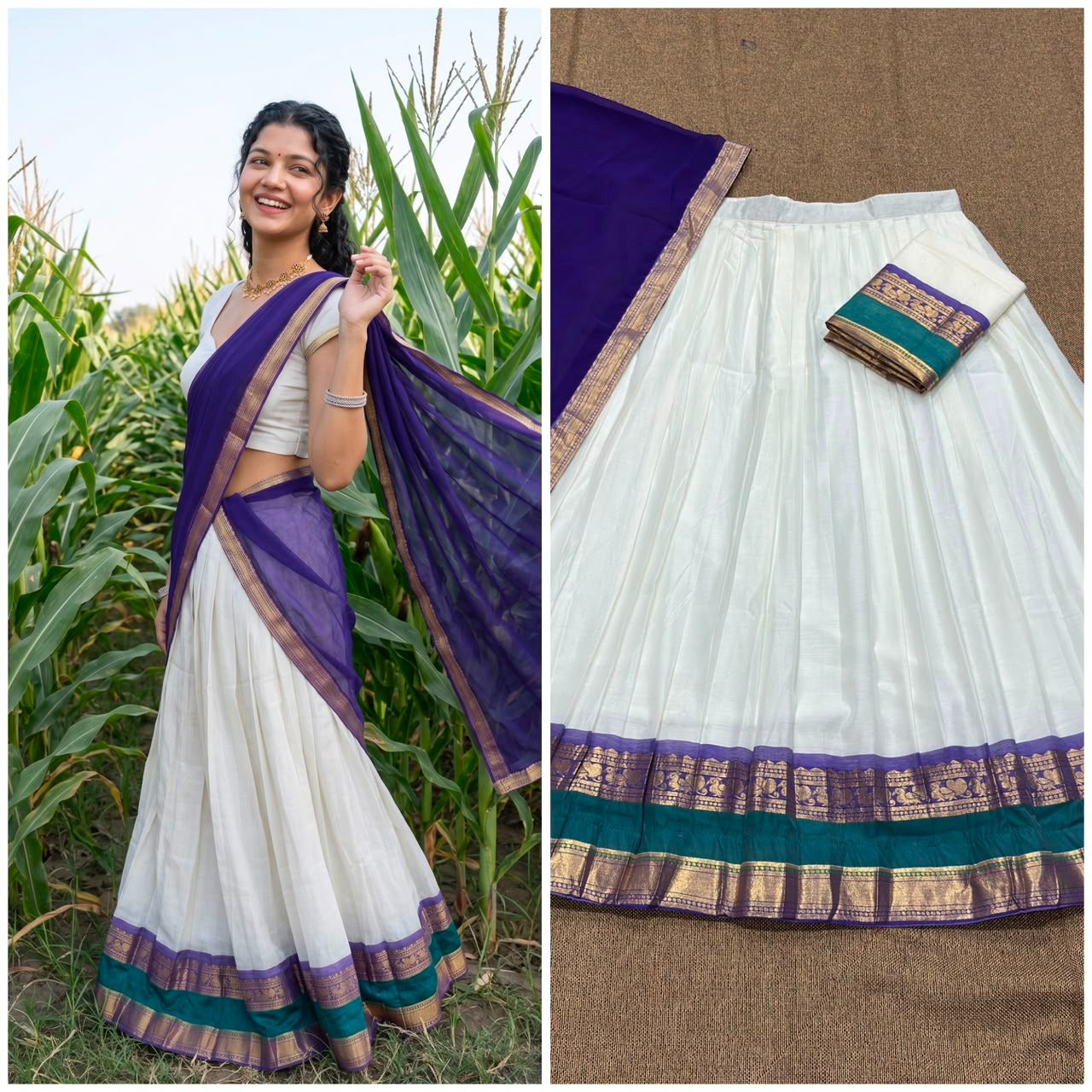Mul Chanderi Cotton Readymade Dhavani Collection – 99 AED