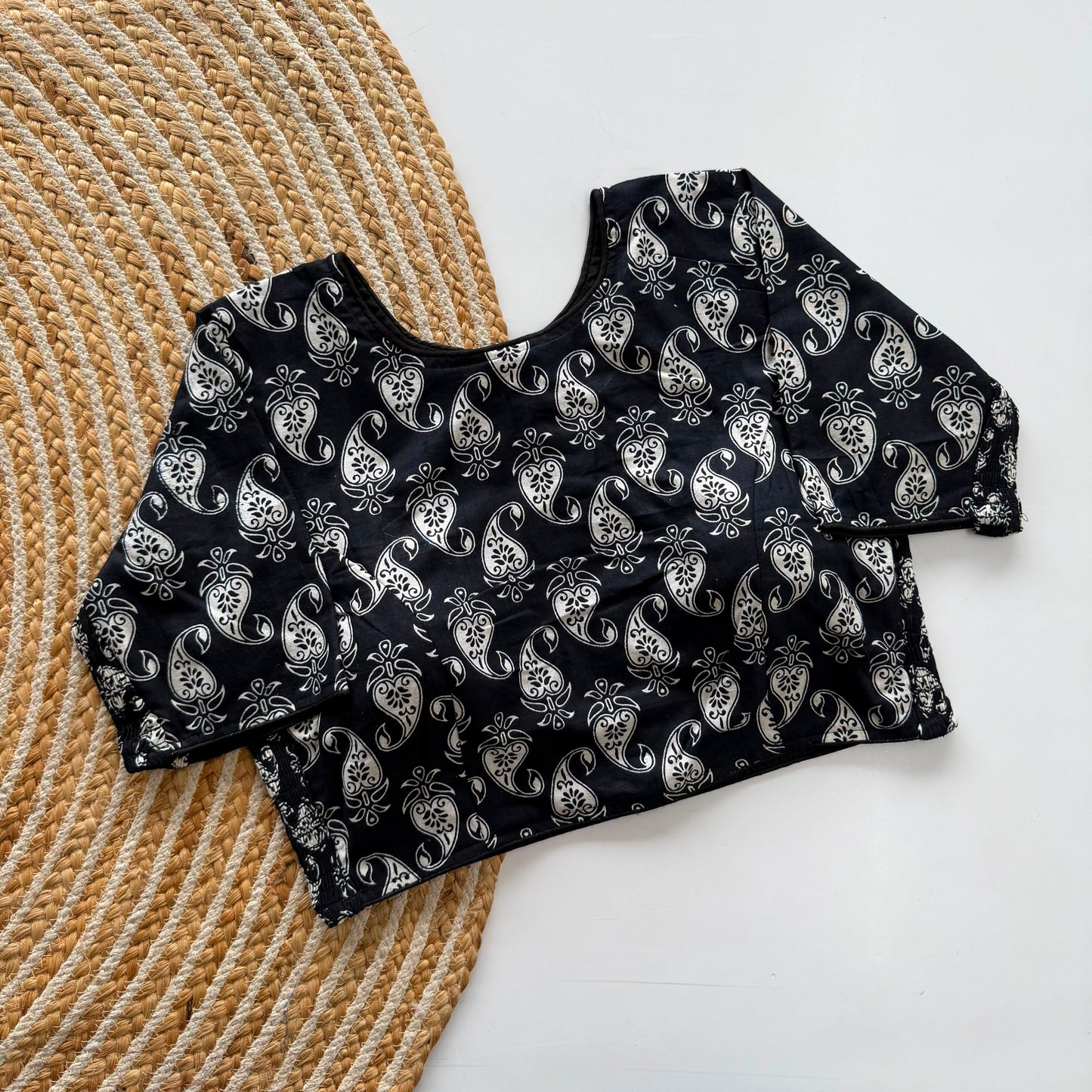 Side Elastic Stretchable Ajrakh Cotton Blouse – 50 AED