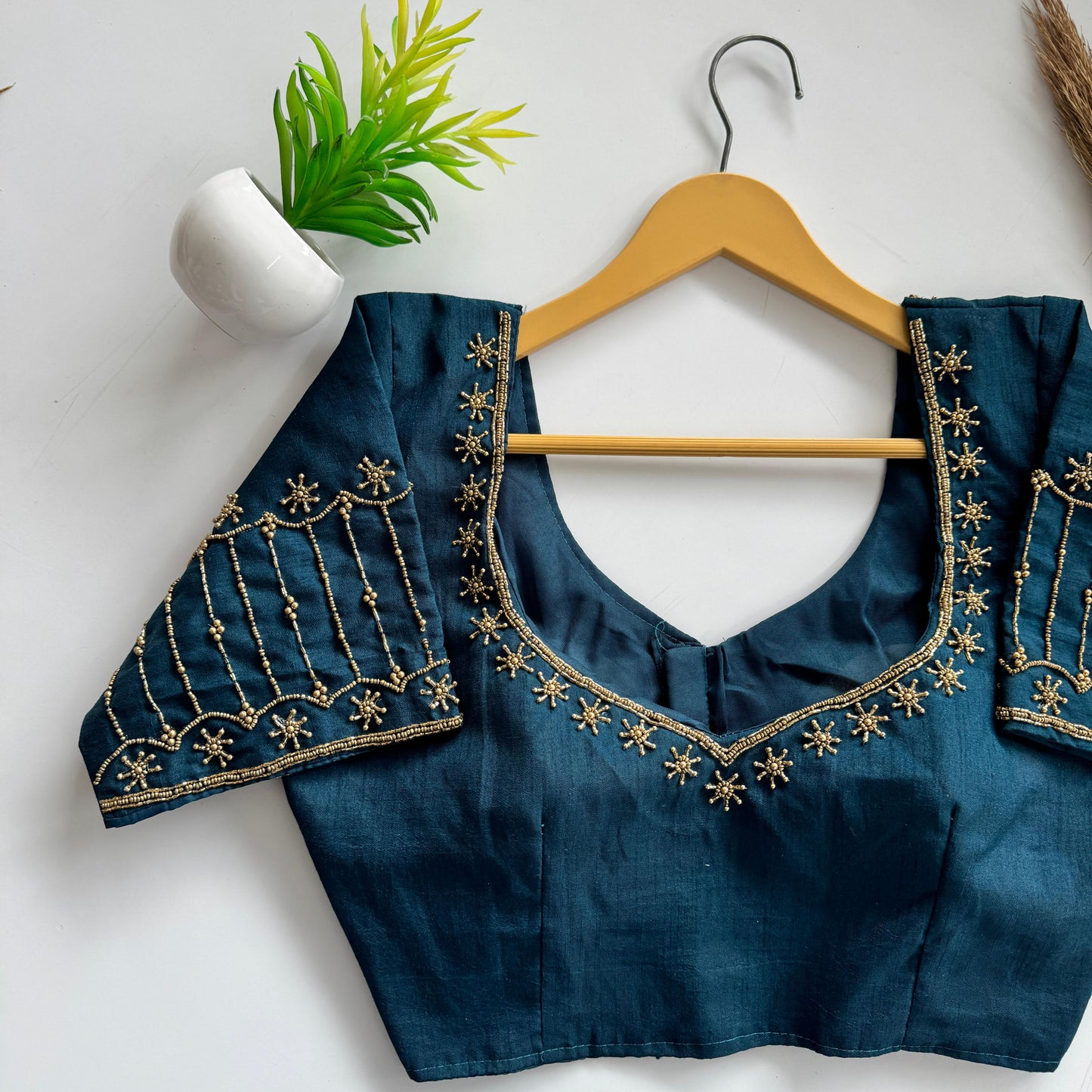 Soft Silk Handcrafted Beadwork Readymade Blouse – 79 AED