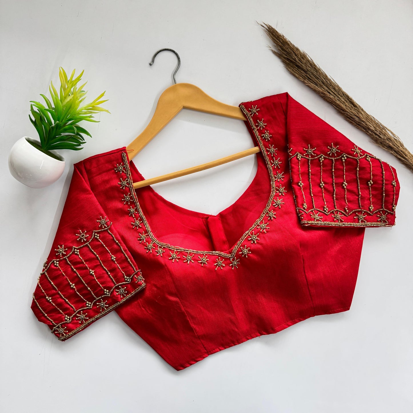 Soft Silk Handcrafted Beadwork Readymade Blouse – 79 AED