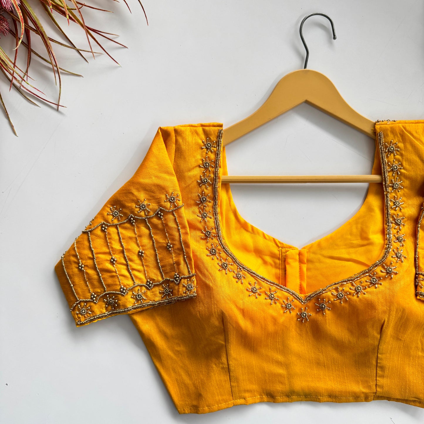 Soft Silk Handcrafted Beadwork Readymade Blouse – 79 AED