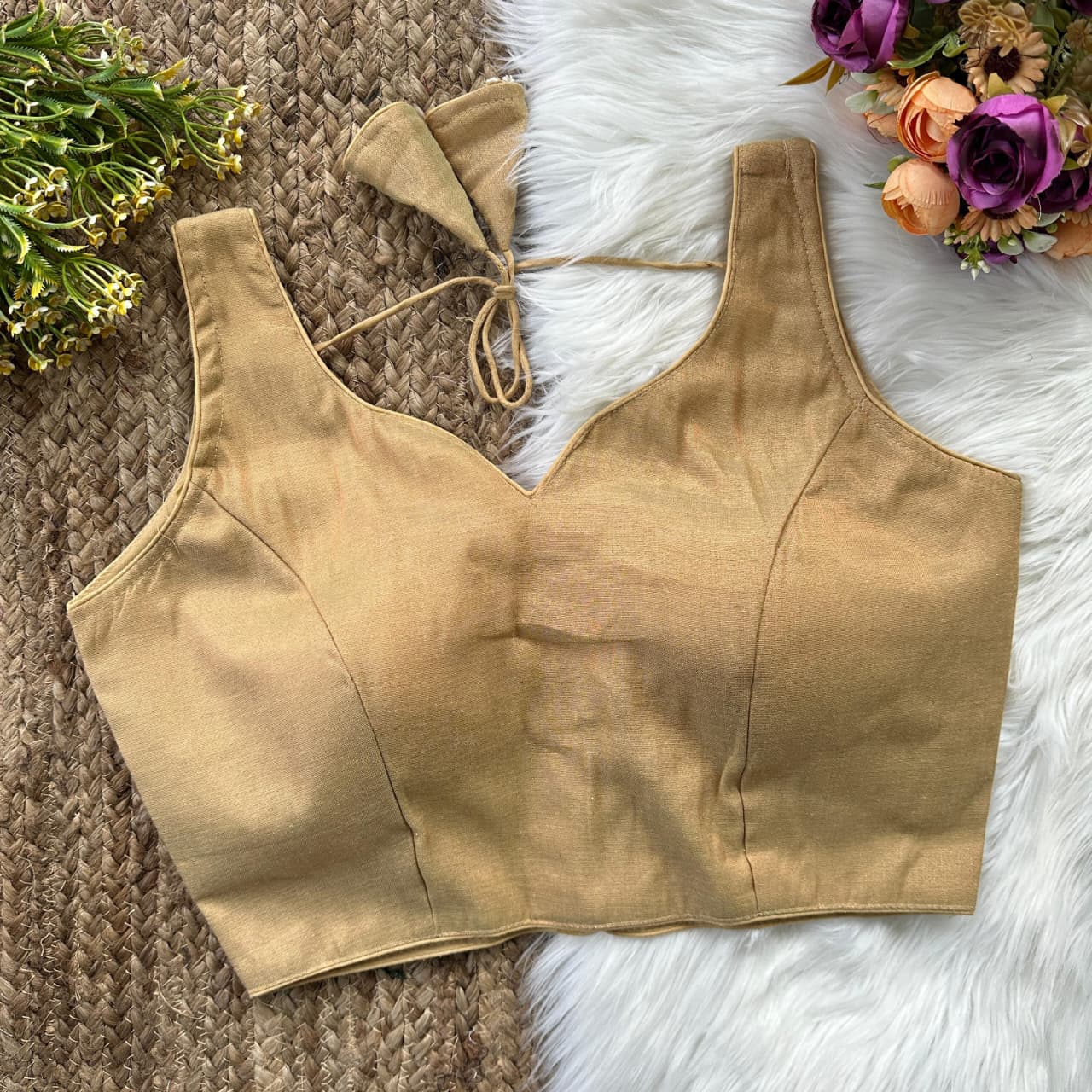 Soft Semi Silk Sweetheart Neck Readymade Blouse – 39 AED