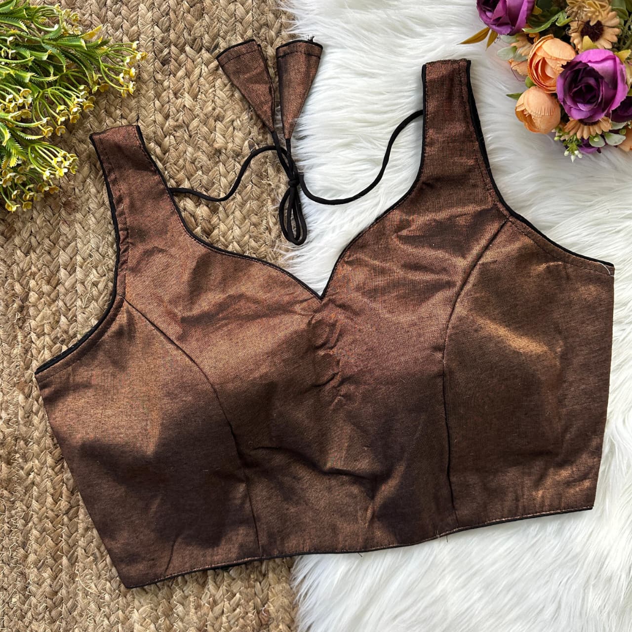 Soft Semi Silk Sweetheart Neck Readymade Blouse – 39 AED