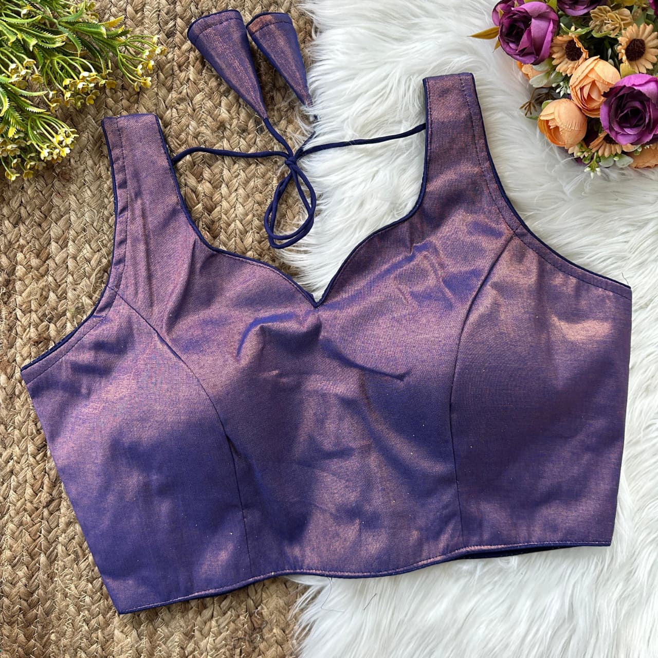 Soft Semi Silk Sweetheart Neck Readymade Blouse – 39 AED