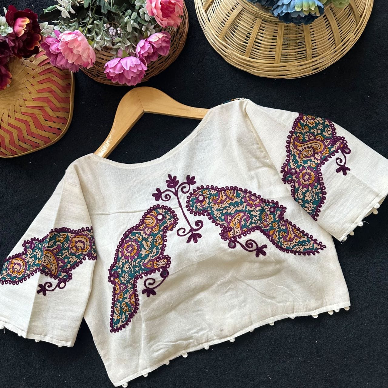 Readymade Appliqué Embroidered & Ajrakh Patch Work Blouse – 59 AED