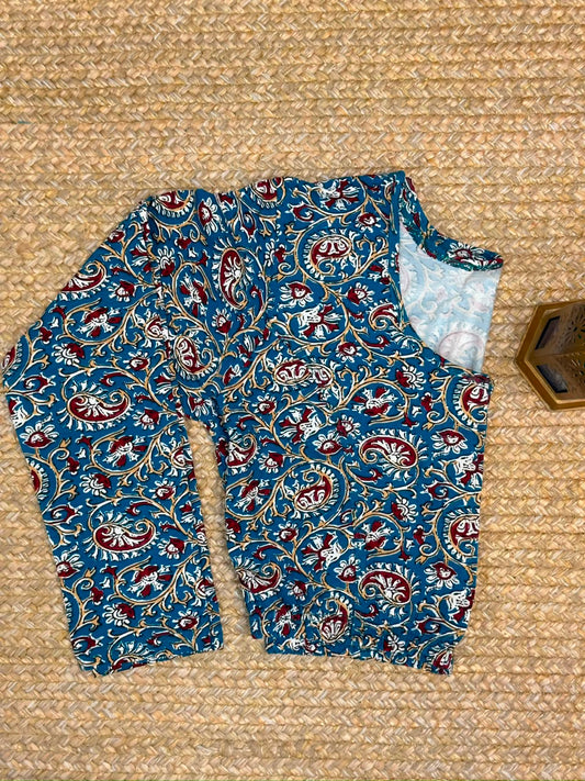 5501 - Elastic Long Sleeve Stretchable Ajrakh Blouse – 39 AED
