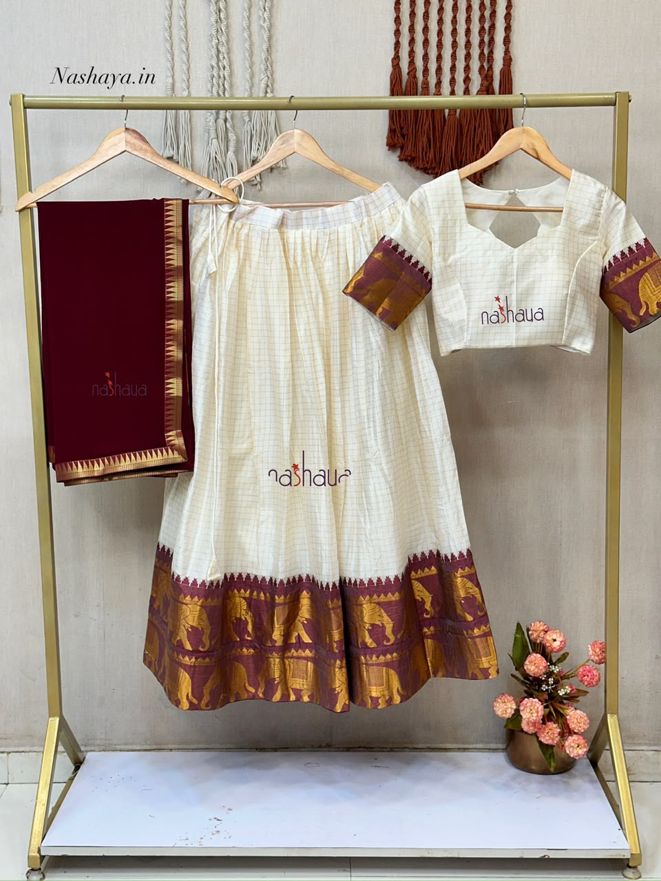 Readymade Jacquard Cotton Silk Dhavani / Half Saree – 119 AED