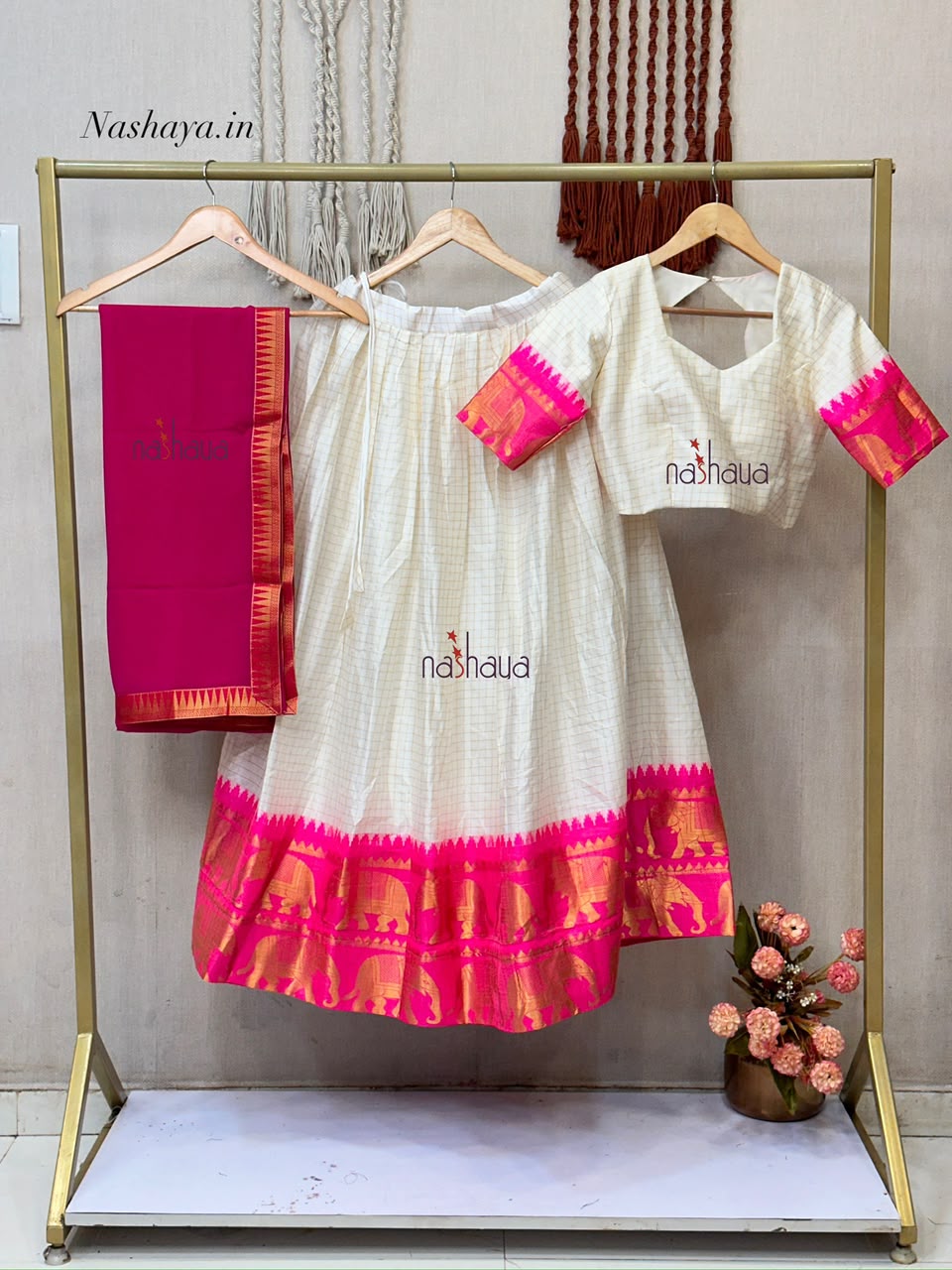 Readymade Jacquard Cotton Silk Dhavani / Half Saree – 119 AED
