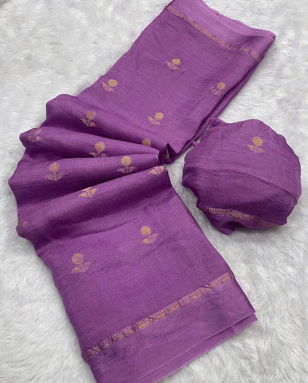 Khadi Viscose Saree with Viscose Zari Weaving & Running Blouse