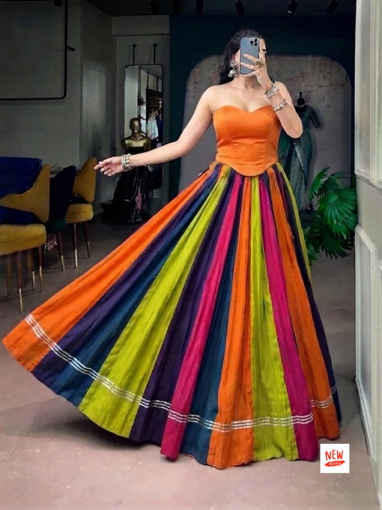 Navaratri Special Rayon Multi-Shaded Chaniya Skirt