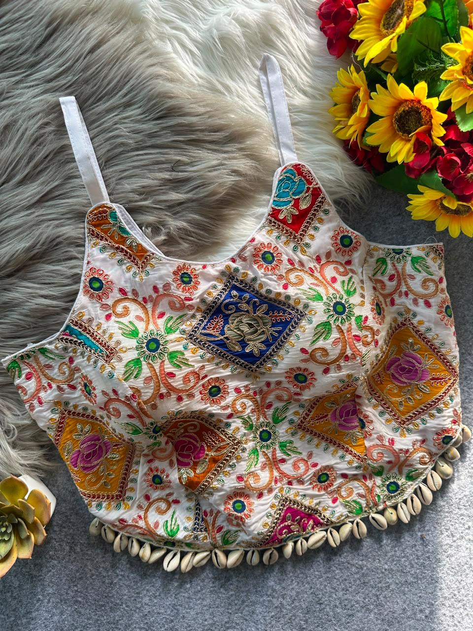 Navaratri Position Thread Embroidered Readymade Blouse