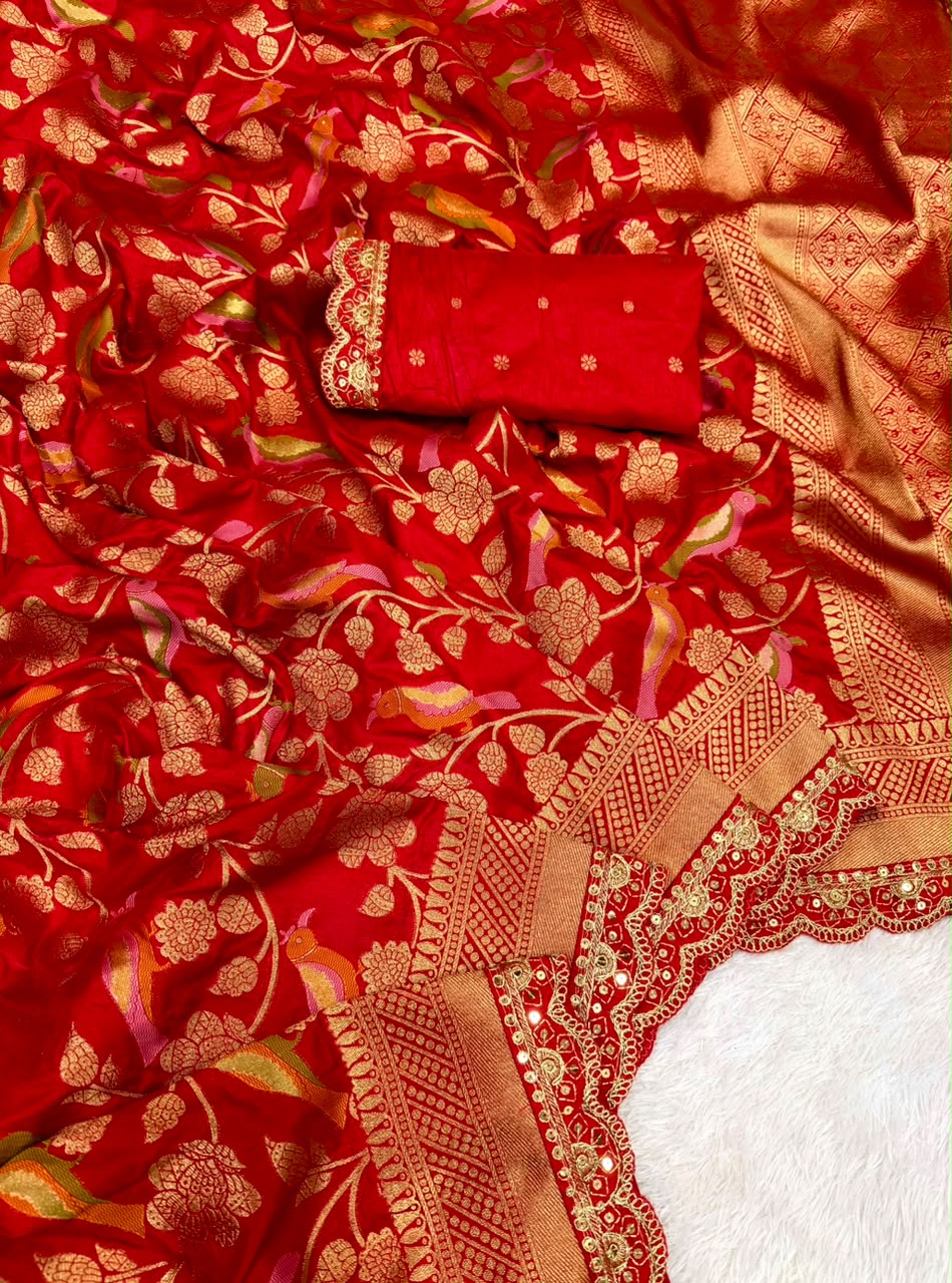 Durga Puja & Diwali Banarasi Dola Viscose Silk Weaving Saree