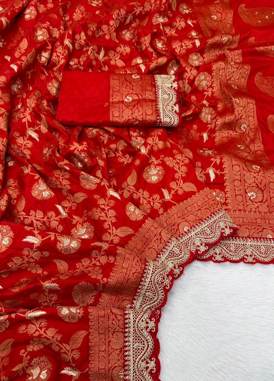 Durga Puja & Diwali Banarasi Dola Viscose Silk Weaving Saree