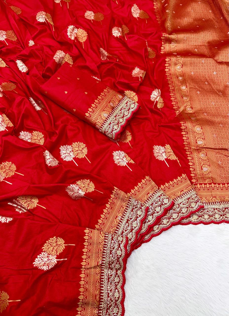 Durga Puja & Diwali Banarasi Dola Viscose Silk Weaving Saree