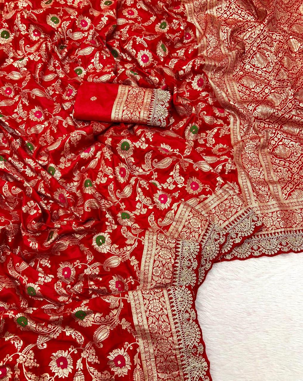 Durga Puja & Diwali Banarasi Dola Viscose Silk Weaving Saree